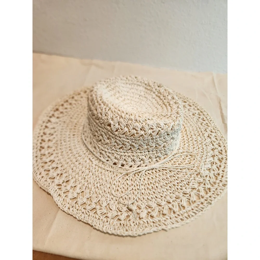 Scala Collezione Woven‎ Toyo Straw Sun Hat Wide Brim Summer Beach OS